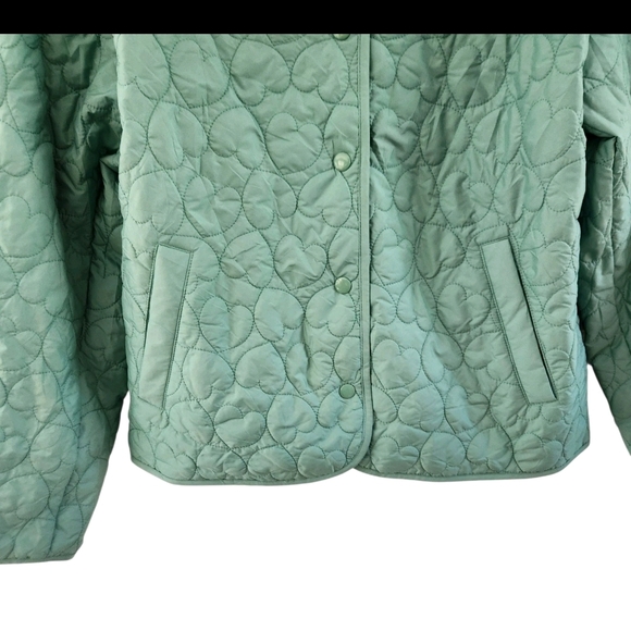 J.CREW Women's Green Snap Button Quilted Heart Jacket Aventurine Size M NEW - Picture 5 of 10